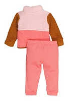 Baby Girls 12-24M Sherpa Teddy Jacket and Joggers, Pink, Size 18M