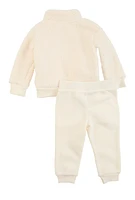 Baby Girls 12-24M Puma Sherpa Half Zip Sweatshirt and Joggers, White, Size 24M