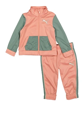 Baby Girls 12-2M Puma Color Blocked Track Jacket and Joggers, Pink, Size 12M