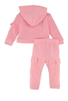 Baby Girl 0-9M Totally Cute Chenille Graphic Hoodie and Joggers, Pink, Size 3M