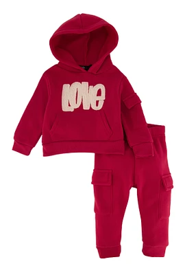 Baby Girls 0-9M Love Hoodie and Cargo Joggers,