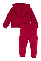 Baby Girls 0-9M Love Hoodie and Cargo Joggers, Burgundy, Size 6M