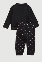 Baby Girls 0-9M Love Glitter Heart Sweatshirt and Joggers,