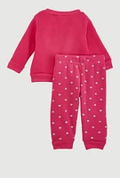 Baby Girls 0-9M Love Glitter Heart Sweatshirt and Joggers, Pink, Size 6-9M