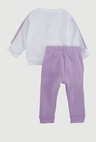 Baby Girls 0-9M Unique Glitter Graphic Sweatshirt and Joggers, Purple, Size 6-9M