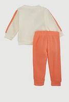Baby Girls 0-9M Unique Glitter Graphic Sweatshirt and Joggers, Orange,