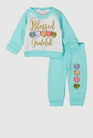 Baby Girls 0-9M Glitter Blessed Graphic Sweatshirt and Joggers, 6-9M