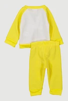 Baby Girls 0-9M Glitter Blessed Graphic Sweatshirt and Joggers, Yellow, Size 6-9M