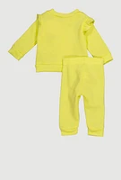 Baby Girls 0-9M Team Cute Glitter Graphic Sweatshirt and Joggers, Yellow, Size 0-3M