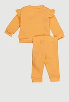 Baby Girls 0-9M Team Cute Glitter Graphic Sweatshirt and Joggers, Orange,