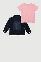 Baby Girls 12-24M Jean Jacket Graphic Tee, Multi