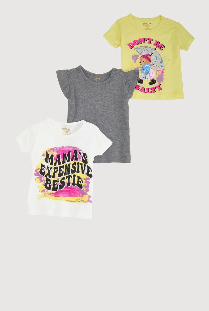 Baby Girls 12-24M Dont Be Salty Graphic Tees 3 Pack, Multi, Size 18M