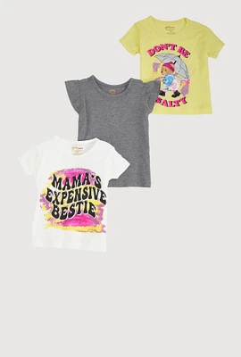 Baby Girls 12-24M Dont Be Salty Graphic Tees 3 Pack, Multi, Size 18M