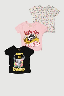 Baby Girls 12-24M Western Graphic Tees 3 Pack, Multi,