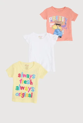 Baby Girls 12-24M Graphic Short Sleeve Tops 3 Pack, Multi, Size 12M