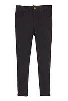 Little Girls Solid Skinny Leg Pants, Black, Size 4