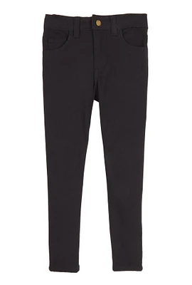 Little Girls Solid Skinny Leg Pants, Black, Size 6X
