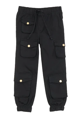 Little Girls Drawstring Cargo Joggers,