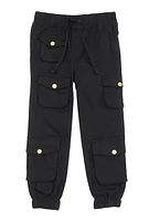 Little Girls Drawstring Cargo Joggers,