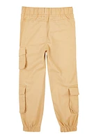 Little Girls Drawstring Cargo Joggers, Khaki, Size 6X