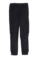 Little Girls Tabbed Cargo Pocket Joggers, Black, Size 5