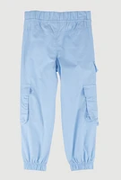 Little Girls Chain Detail Cargo Joggers, Blue, Size 5