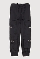 Little Girls D Ring Cargo Joggers, Black, Size 5