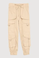 Little Girls D Ring Cargo Joggers, Khaki,