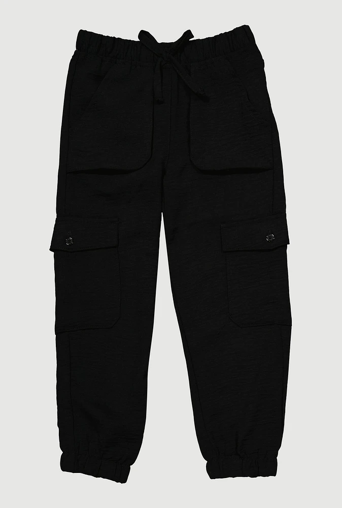 Little Girls Crepe Knit Cargo Joggers,