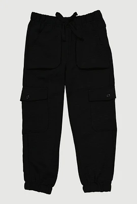 Little Girls Crepe Knit Cargo Joggers,