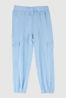 Little Girls Crepe Knit Cargo Joggers, Blue, Size 6X