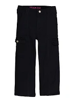 Little Girls Twill Cargo Pants, Black, Size 4
