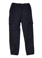 Little Girls Solid Cargo Joggers, Black, Size 4