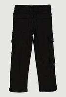 Little Girls Hyperstretch Straight Leg Cargo Pants, Black, Size 5