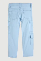 Little Girls Hyperstretch Straight Leg Cargo Pants, Blue, Size 6