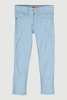 Little Girls Rhinestone Hyperstretch Skinny Pants, Blue, Size 6