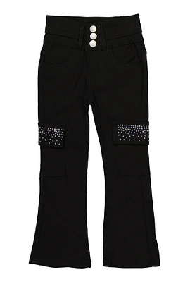 Little Girls Rhinestone Cargo Pocket Pants,