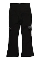 Little Girls Rhinestone Cargo Pocket Pants, Black, Size 5