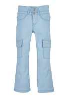 Little Girls Rhinestone Cargo Pocket Pants, Blue, Size 4