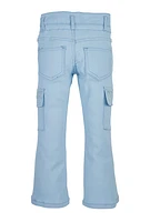 Little Girls Rhinestone Cargo Pocket Pants, Blue, Size 4