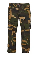 Little Girls Cargo Camo Joggers, Green, Size 5