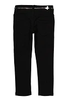 Little Girls Butterfly Chain Belt Pants, Black, Size 4