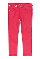 Little Girls Butterfly Chain Belt Pants, Pink, Size 6X