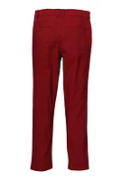 Girls Twill Distressed Pants, Red, Size 7-8