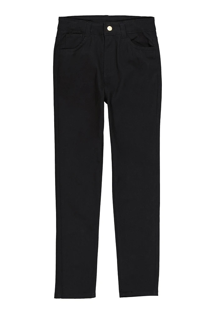 Girls Solid Pants, Black, Size 14-16