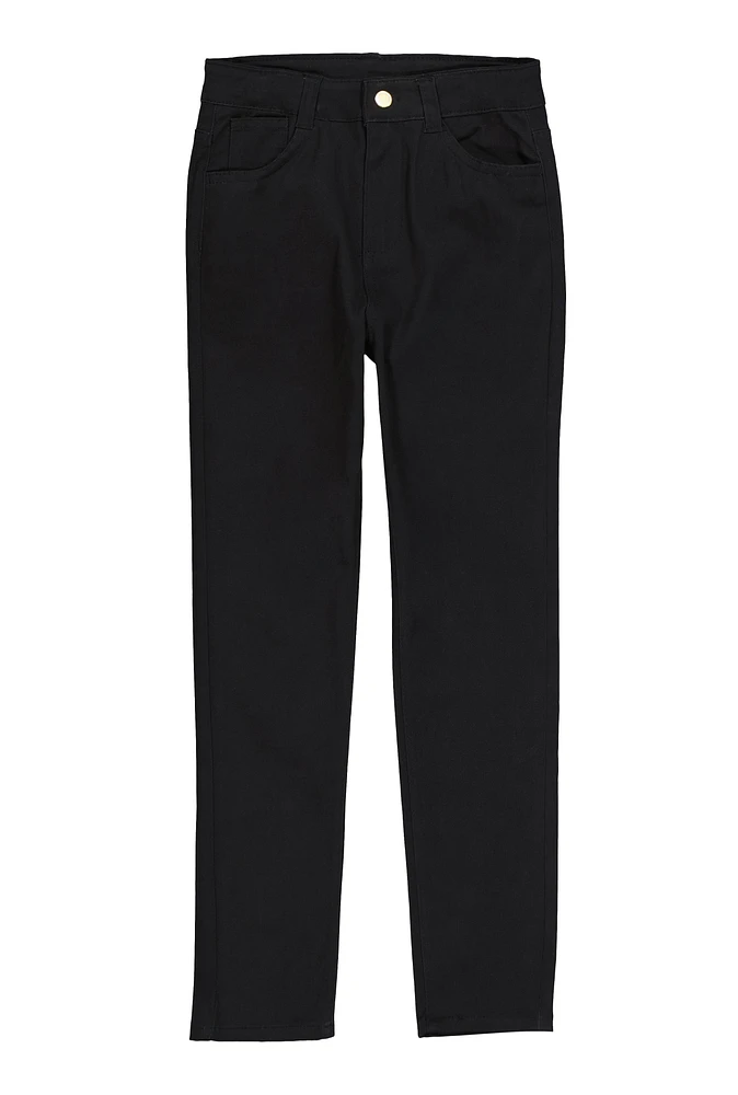 Girls Solid Pants, Black, Size 12