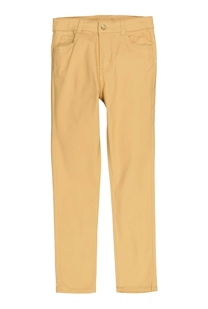 Girls Solid Pants, Khaki, Size 14-16