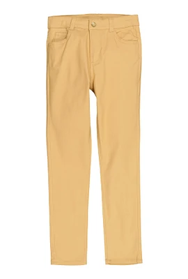 Girls Solid Pants, Khaki, Size 12