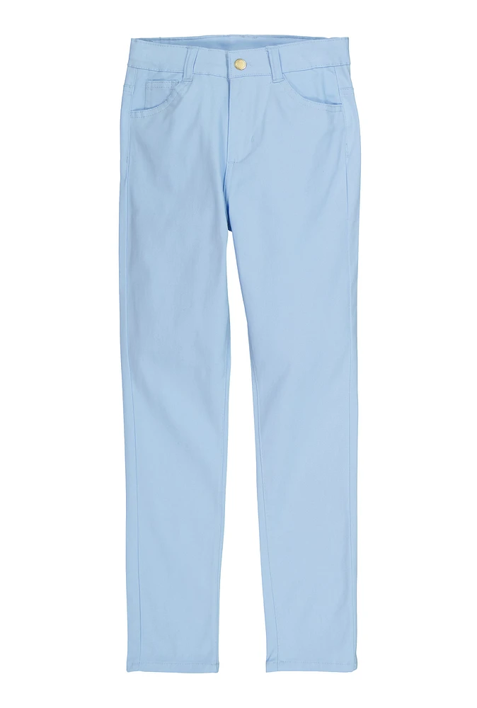 Girls Solid Pants, Blue, Size 12