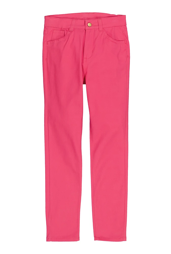 Girls Solid Pants, Pink, Size 10